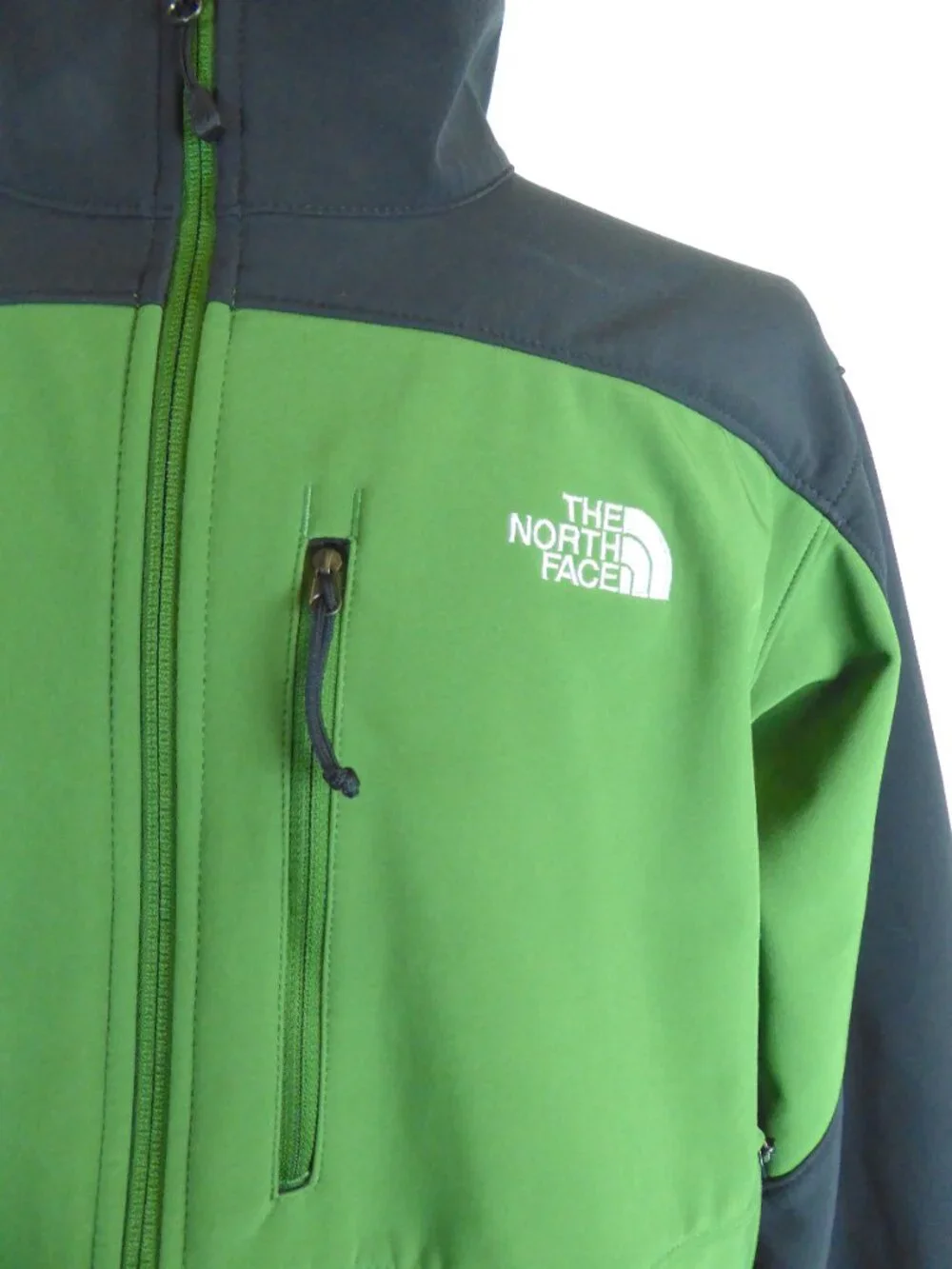 THE NORTH FACE GREEN BLACK ZIP WINDBREAKER soft shell JACKET XL
